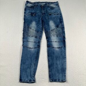 V19-69 Abbigliamento Sportivo Milano Italia Jeans Mens 34x30 Blue Moto